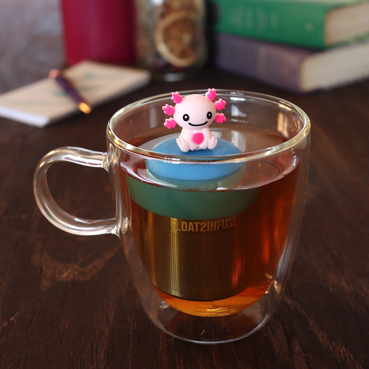 Floating Pink Axolotl Tea Infuser - Cute Animal Tea Infuser for Loose Leaf Tea