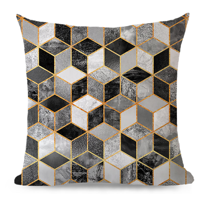 Throw Pillow Cover with 450g Insert, geometric, 18X18, Decorative Cushion – Fancy & Stacy