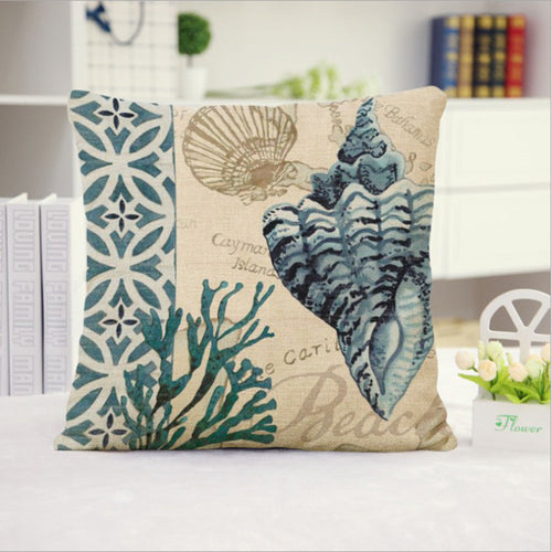 18''x18'' coastal print throw pillow | 15 designs nautical & beach themed | rustic seaside accent | insert included